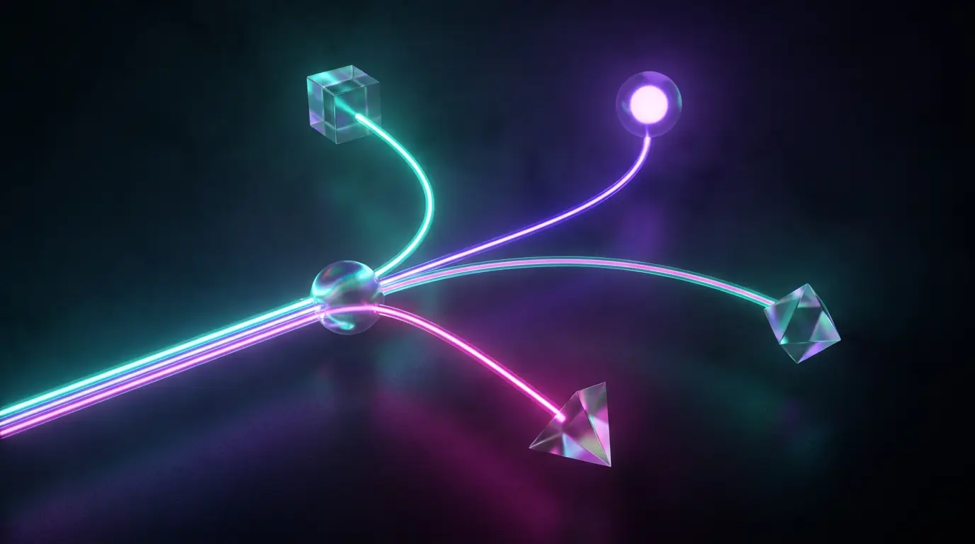 One signal splitting into four luminous paths
